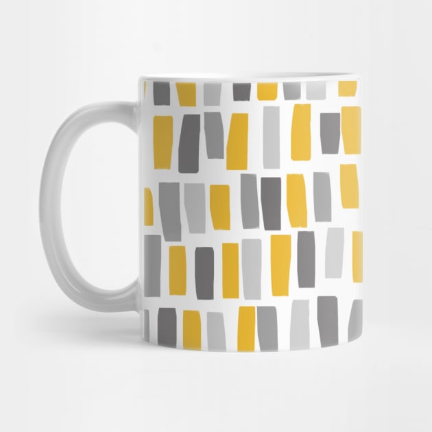 Grey and Mustard Yellow Lines and Stripes by OneThreeSix